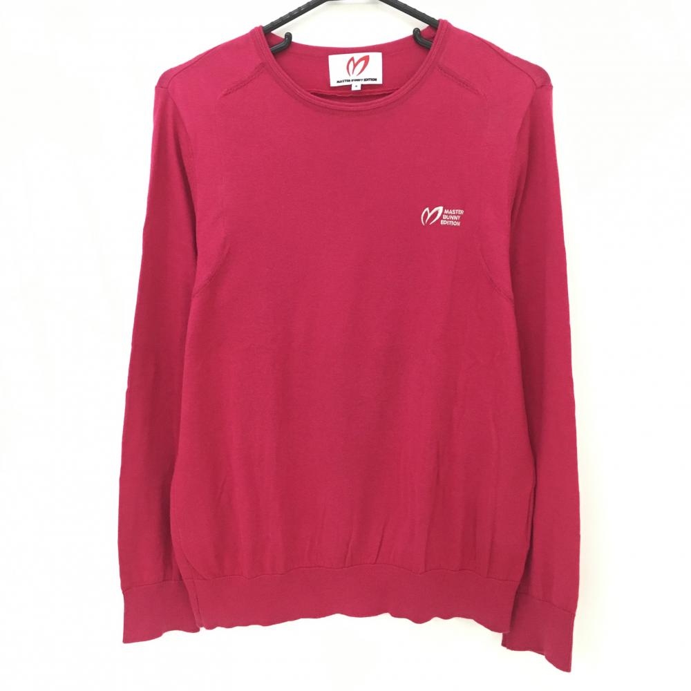 マスターバニー セーター ピンク ロゴシルバー コットン混 ニット  メンズ 4(M) ゴルフウェア MASTER BUNNY EDITION