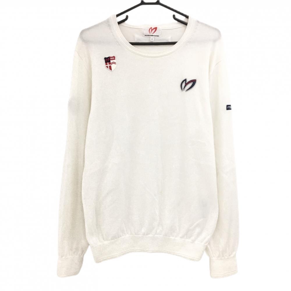 マスターバニー セーター 白 コットン100％ ロゴ ニット  メンズ 6(XL) ゴルフウェア MASTER BUNNY EDITION