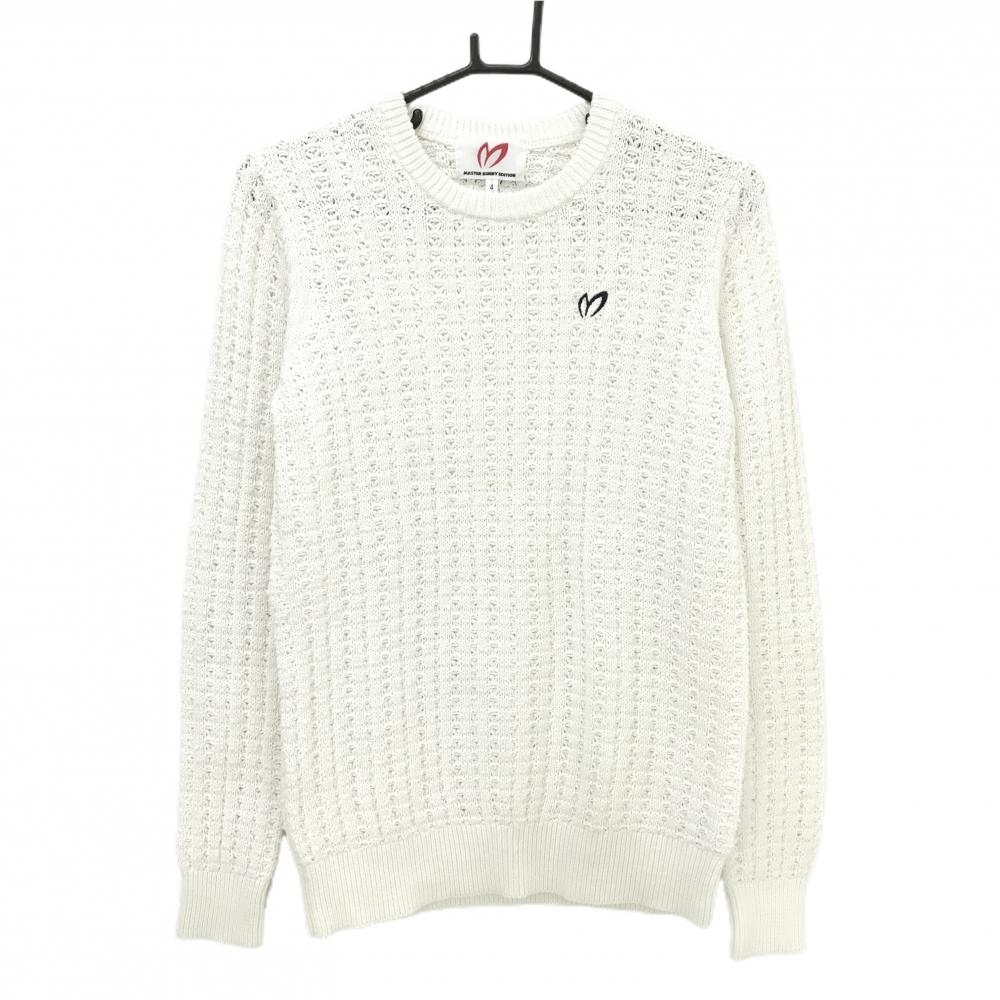 【美品】マスターバニー セーター 白 凹凸編み コットン100％ ニット  メンズ 4(M) ゴルフウェア MASTER BUNNY EDITION