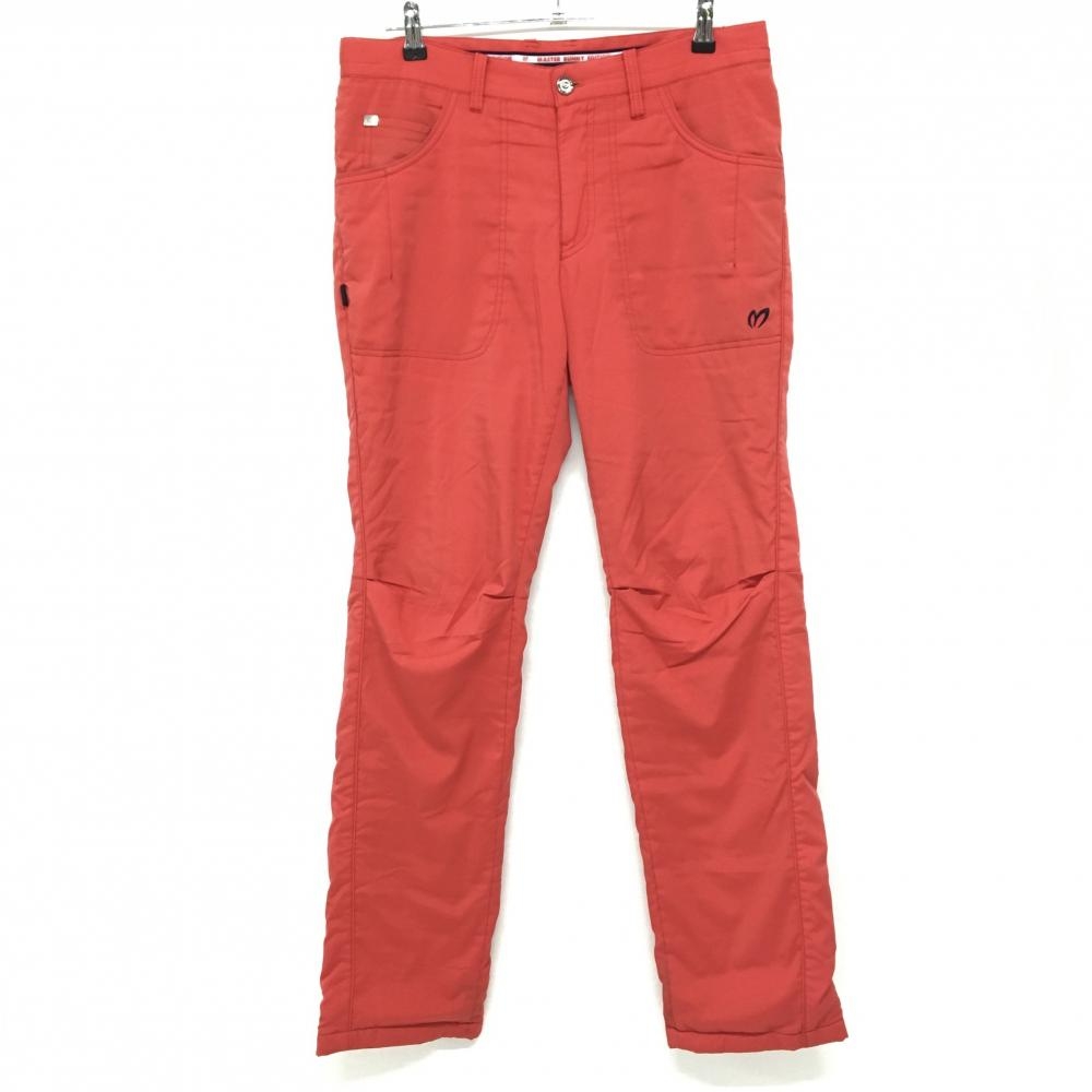 【美品】マスターバニー 中綿パンツ レッド 蓄熱裏地 バックロゴ メンズ 5(L) ゴルフウェア MASTER BUNNY EDITION