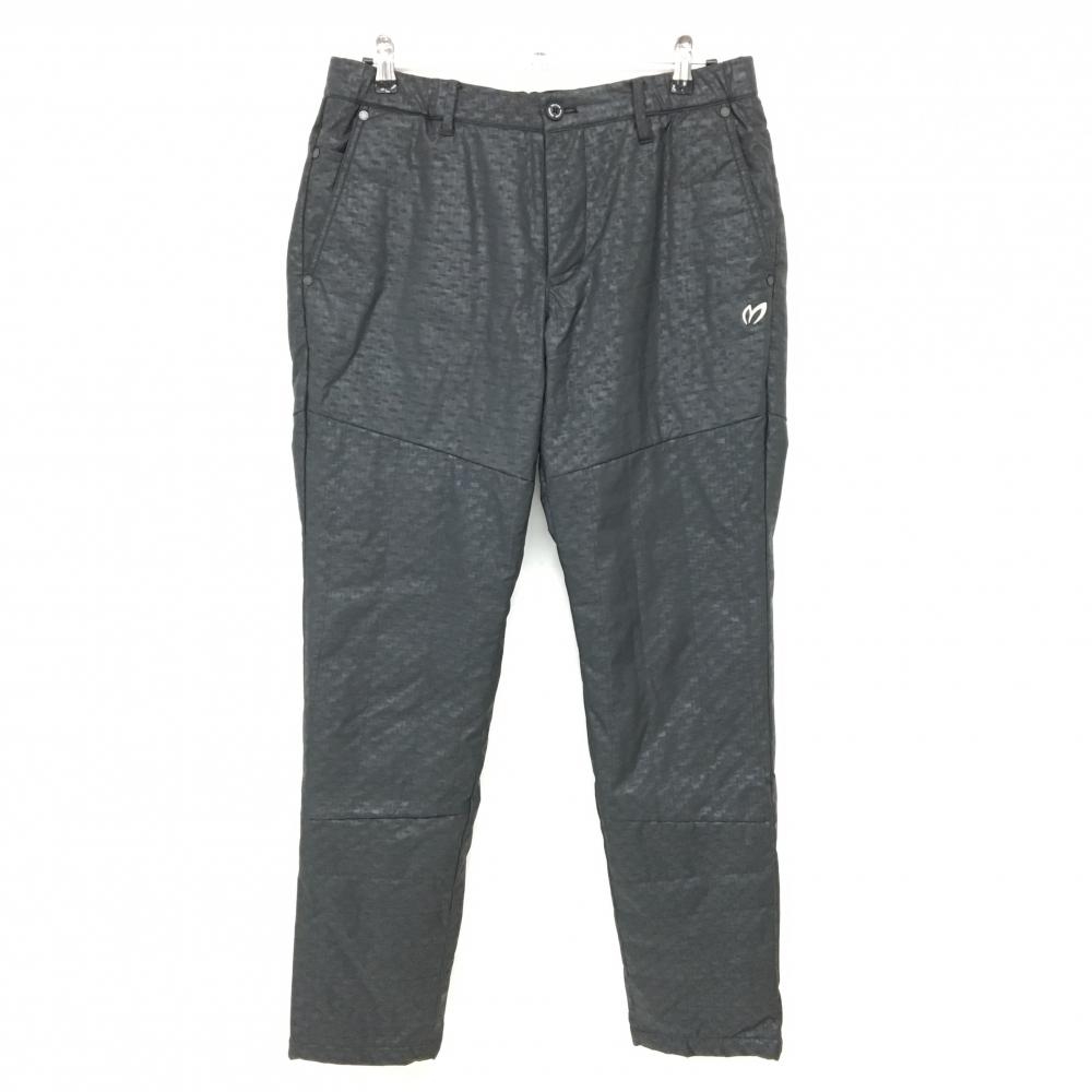 【美品】マスターバニー 中綿パンツ 黒 地模様 ロゴ白 メンズ 6(XL) ゴルフウェア MASTER BUNNY EDITION