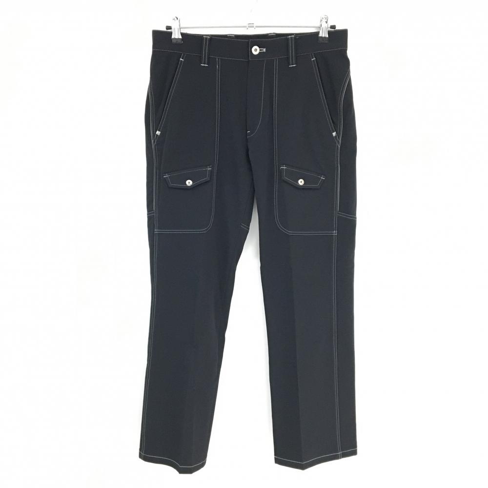 【美品】マンシングウェア パンツ 黒 ステッチ白 ストレッチ  メンズ 79 ゴルフウェア Munsingwear