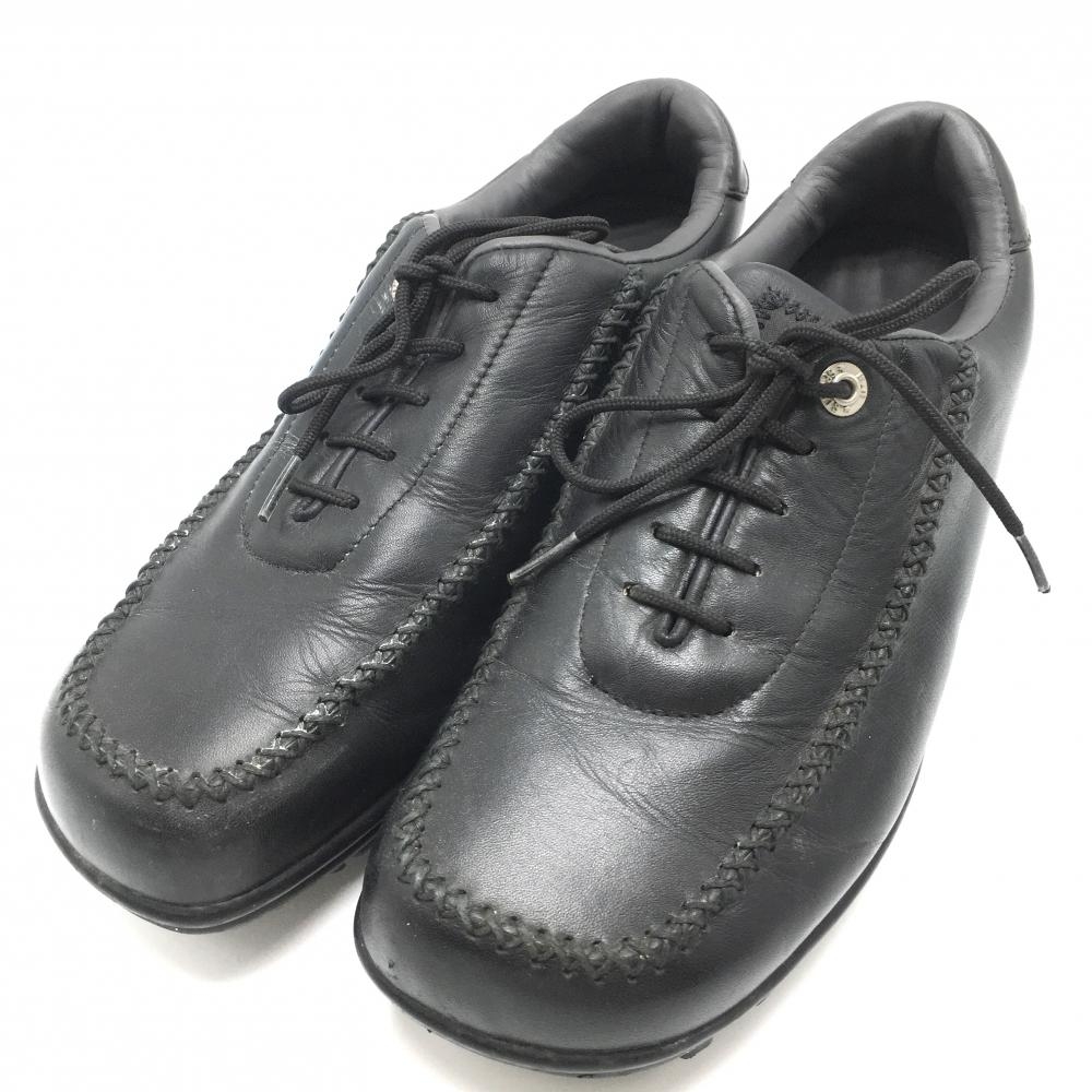 【美品】MUスポーツ ゴルフシューズ 黒 かかとロゴ刺しゅう  メンズ 26.5 ゴルフウェア M・U SPORTS