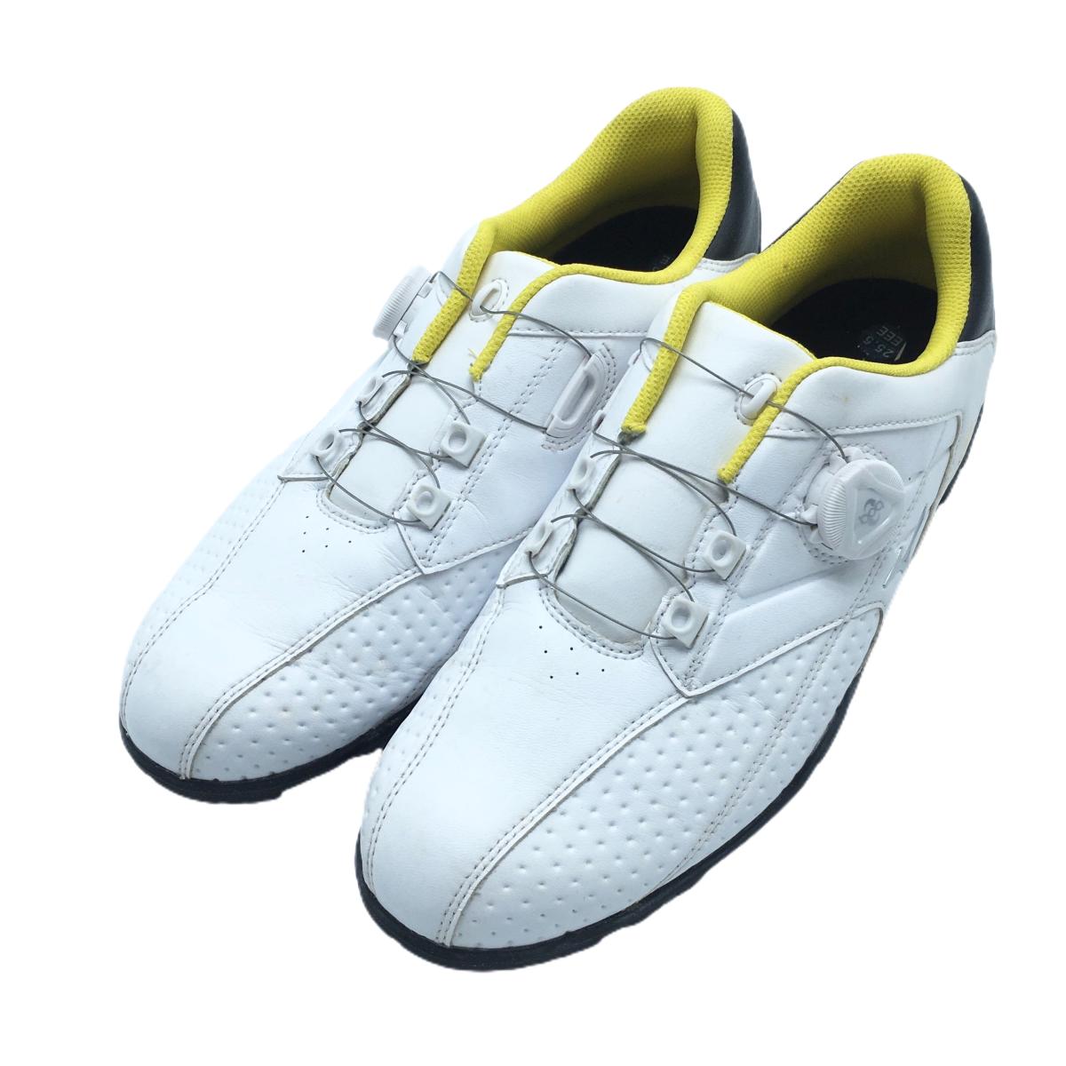 【美品】ミズノ 51GM176091 ダイヤル式 ゴルフシューズ 白×黒 LIGHT STYLE 002 BOA  メンズ 25.5 ゴルフウェア MIZUNO