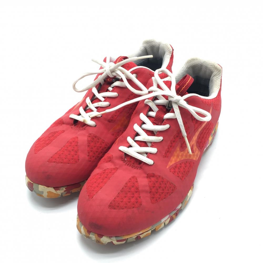 ミズノ ゴルフシューズ レッド 45KM-04262 メッシュ スパイクレス メンズ 25.5 ゴルフウェア MIZUNO