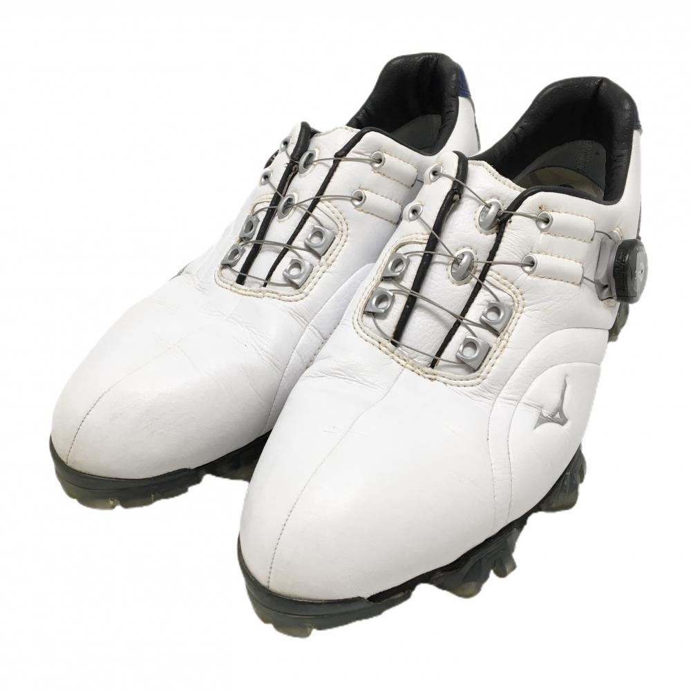ミズノ ゴルフシューズ 白×ブルー 51GQ160022 ダイヤル式 BOA ジェネム メンズ 26.5 ゴルフウェア MIZUNO