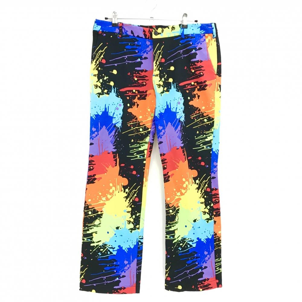 ラウドマウス パンツ 黒×マルチカラー ペイントボール ストレッチ 裏起毛  メンズ 36 ゴルフウェア LOUDMOUTH