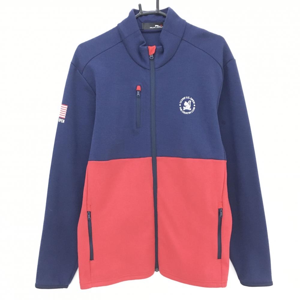 RLXラルフローレン ジップジャケット ネイビー×レッド 胸ロゴ ジップポケット メンズ LG ゴルフウェア Ralph Lauren