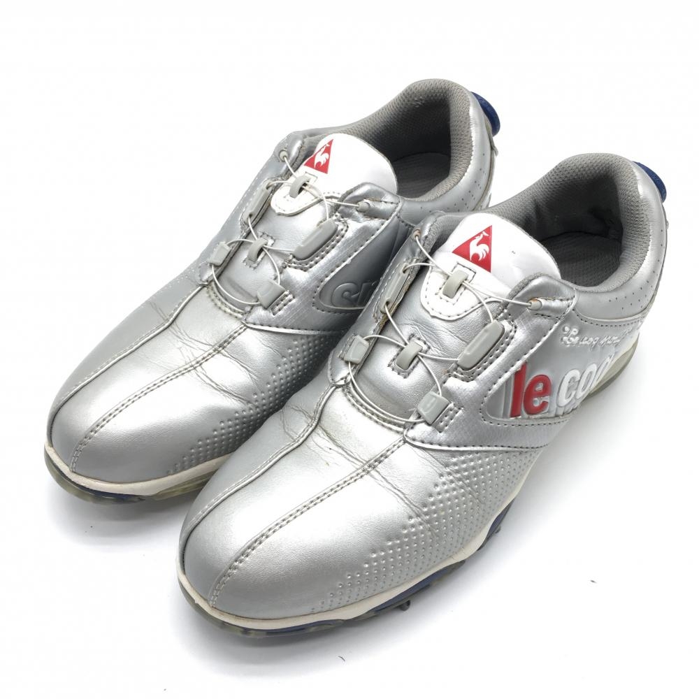 ルコック ゴルフシューズ シルバー×白 QQ0593 ダイヤル式  メンズ 25.0 ゴルフウェア le coq sportif