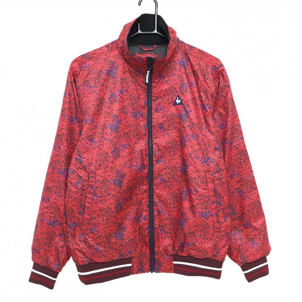 【超美品】ルコックゴルフ 中綿ジャケット レッド×ブルー 花柄  メンズ M ゴルフウェア le coq sportif