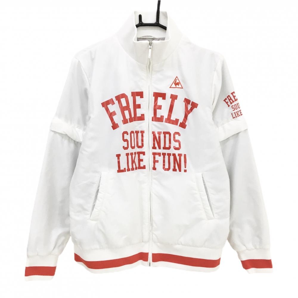 ルコックゴルフ 2WAY中綿ジャケット 白×レッド ロゴ 袖着脱可  メンズ LL ゴルフウェア le coq sportif