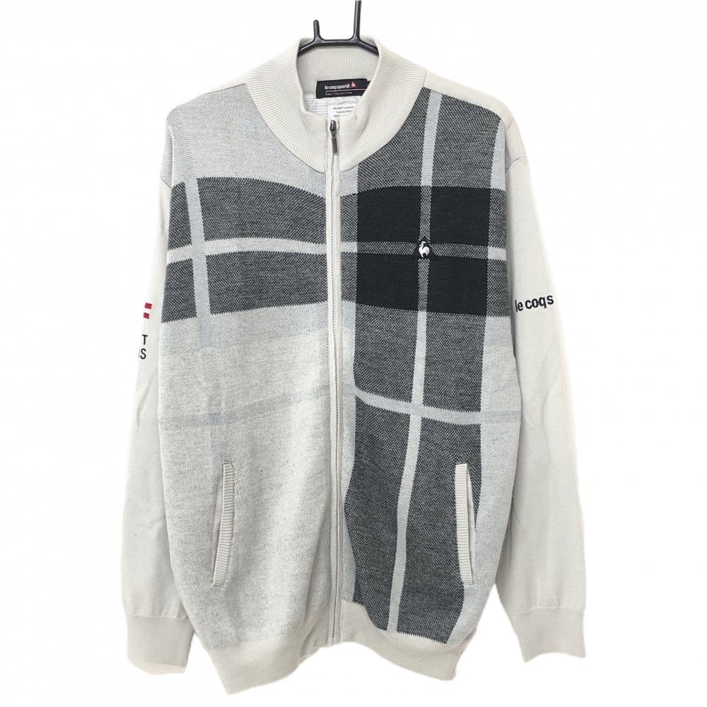 ルコックゴルフ 中綿ニットジャケット グレー×黒 後身頃中綿 メンズ LL ゴルフウェア le coq sportif