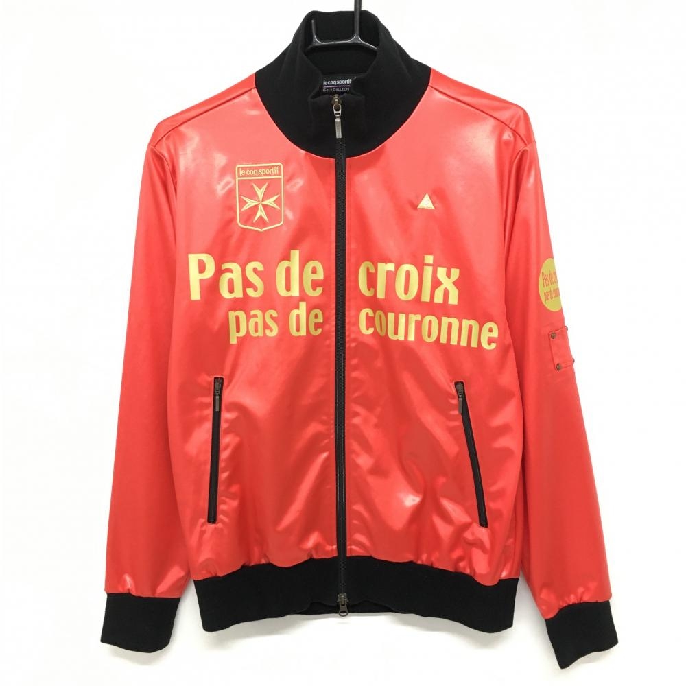 ルコックゴルフ ジャケットブルゾン オレンジ×黒 ビックロゴ メンズ M ゴルフウェア le coq sportif