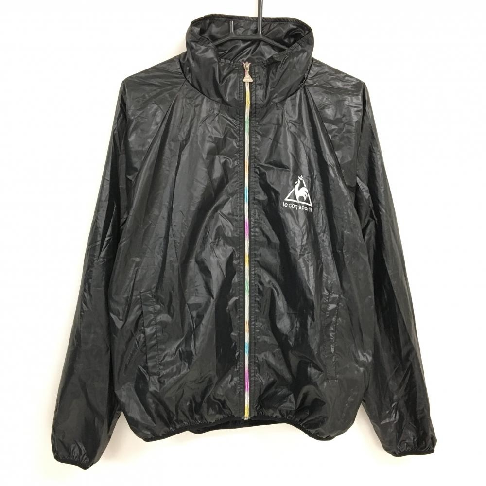 【美品】ルコック ジャケット 黒×ライトグレー 裏地メッシュ 胸元ロゴ  メンズ M ゴルフウェア le coq sportif