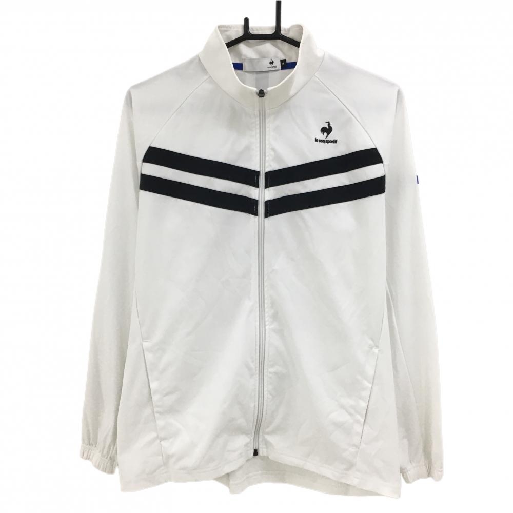 【超美品】ルコックゴルフ ジャケット 白×黒 胸元2ライン  メンズ M ゴルフウェア le coq sportif