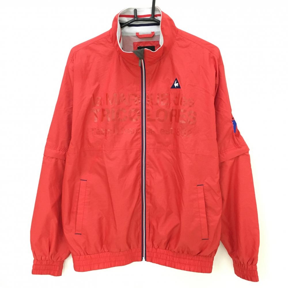 ルコックゴルフ 2WAYジャケット レッド ロゴネイビー ボーダー 裏地メッシュ 袖着脱可  メンズ L ゴルフウェア le coq sportif