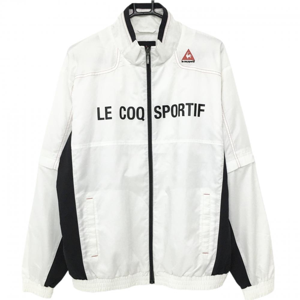 ルコックゴルフ 2WAYジャケット 白×黒 裏地メッシュ 袖着脱可 メンズ LL ゴルフウェア le coq sportif