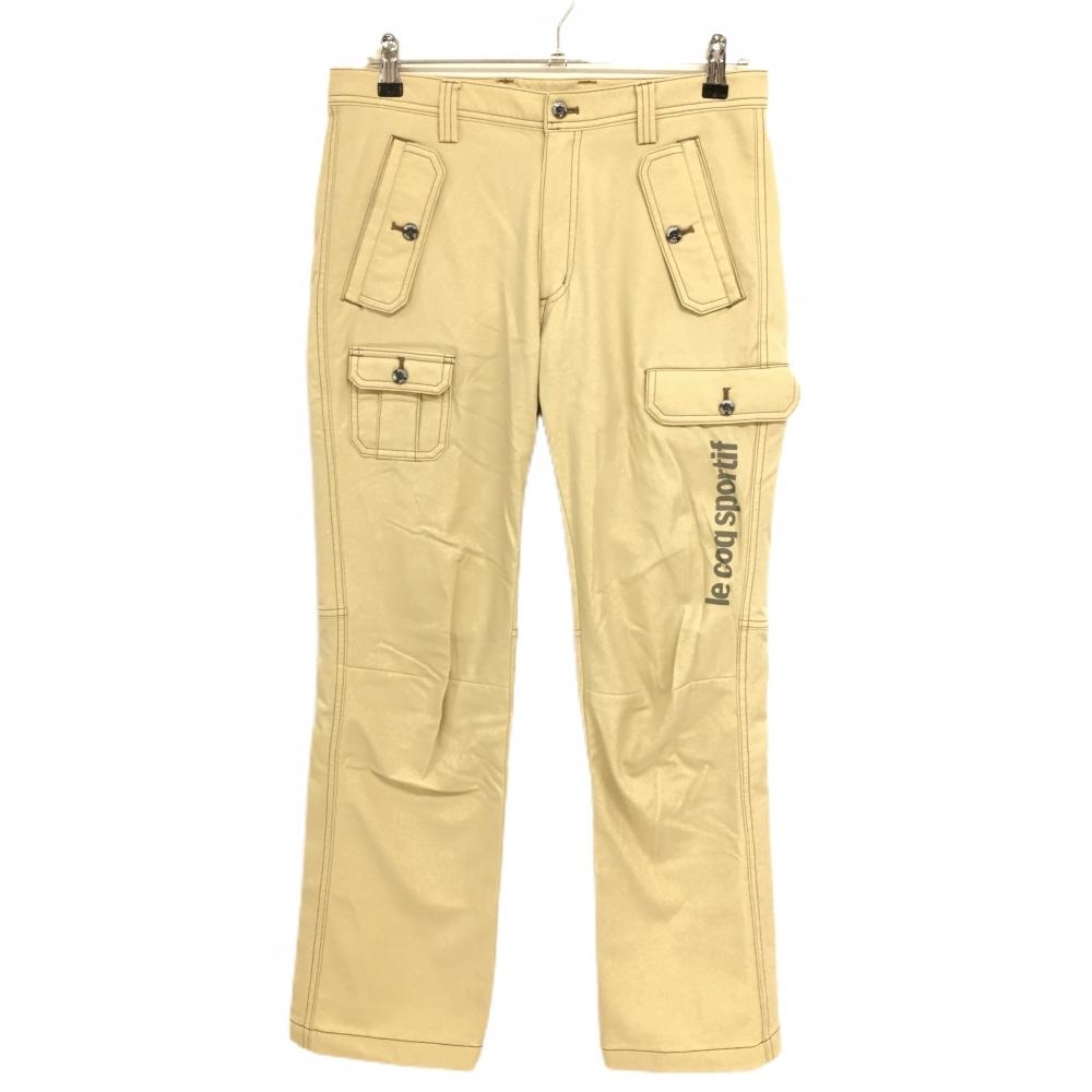 【美品】ルコック カーゴパンツ ベージュ 裏起毛 複数ポケット ナイロン100％ メンズ 82 ゴルフウェア le coq sportif