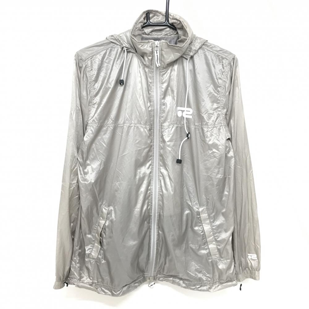 【美品】ロサーセン ジップパーカー グレー 光沢感 胸元ロゴ 裾ドローコード メンズ LL ゴルフウェア Rosasen