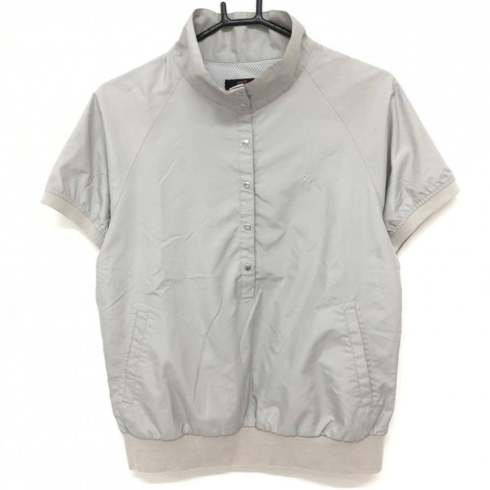 23区スポーツ 半袖ブルゾン グレー スナップボタン メッシュ裏地 レディース I(M) ゴルフウェア 23区