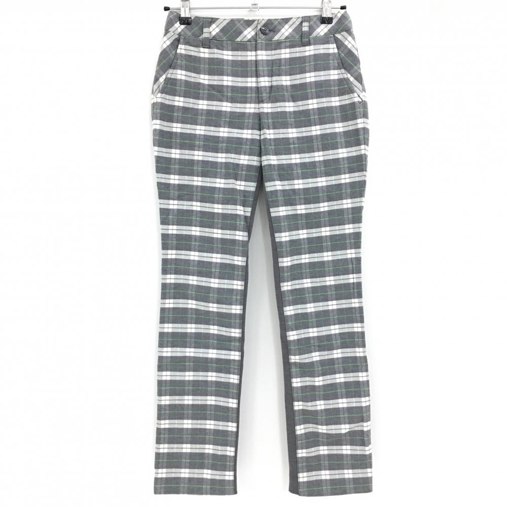 【超美品】23区ゴルフ パンツ グレー×白 チェック 微起毛 ストレッチ  レディース 61 ゴルフウェア 23区