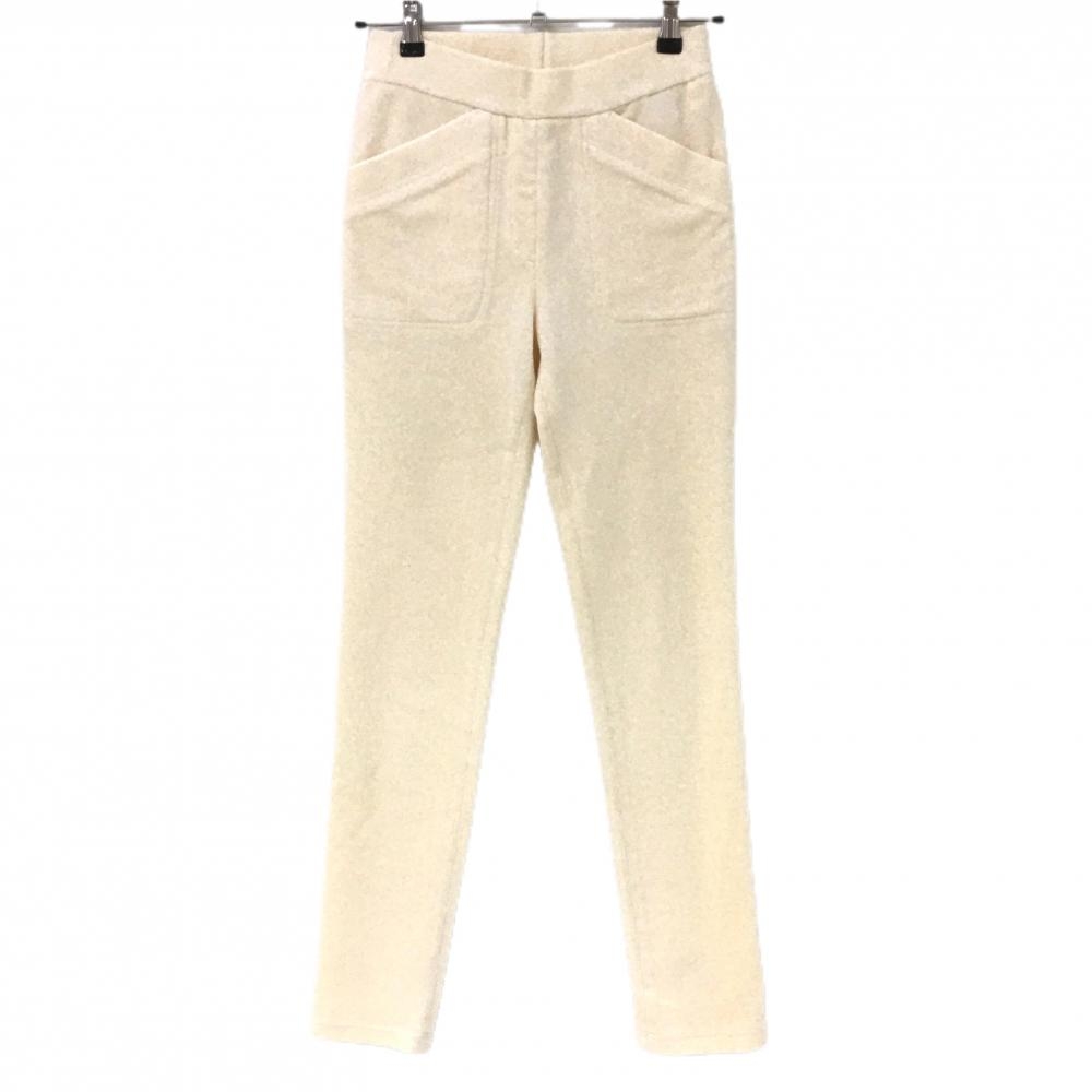 【美品】アダバット コーデュロイパンツ アイボリー ウエストゴム レディース 36(S) ゴルフウェア adabat