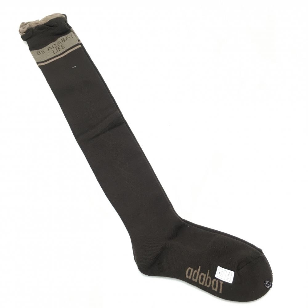 【新品】アダバット ニーハイソックス ブラウン ロゴ レディース 22-24cm ゴルフウェア adabat