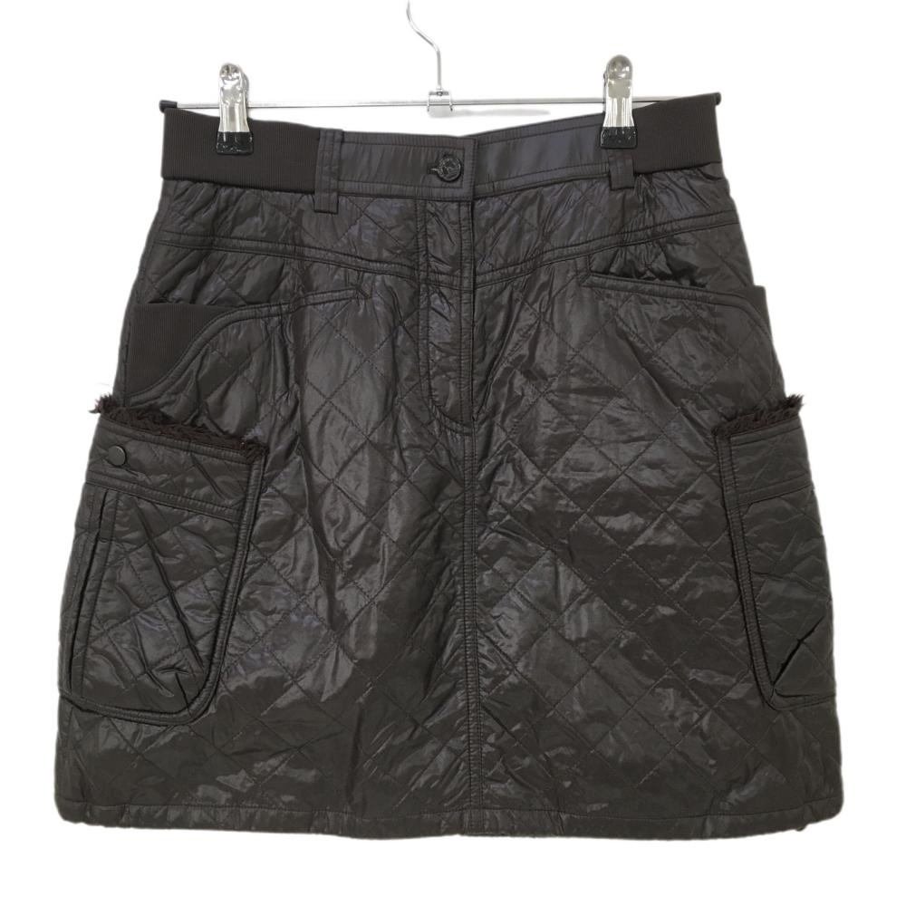 【美品】アダバット 中綿スカート ブラウン キルティング バックロゴ 蓄熱インナーパンツ付き  レディース 38(M) ゴルフウェア adabat
