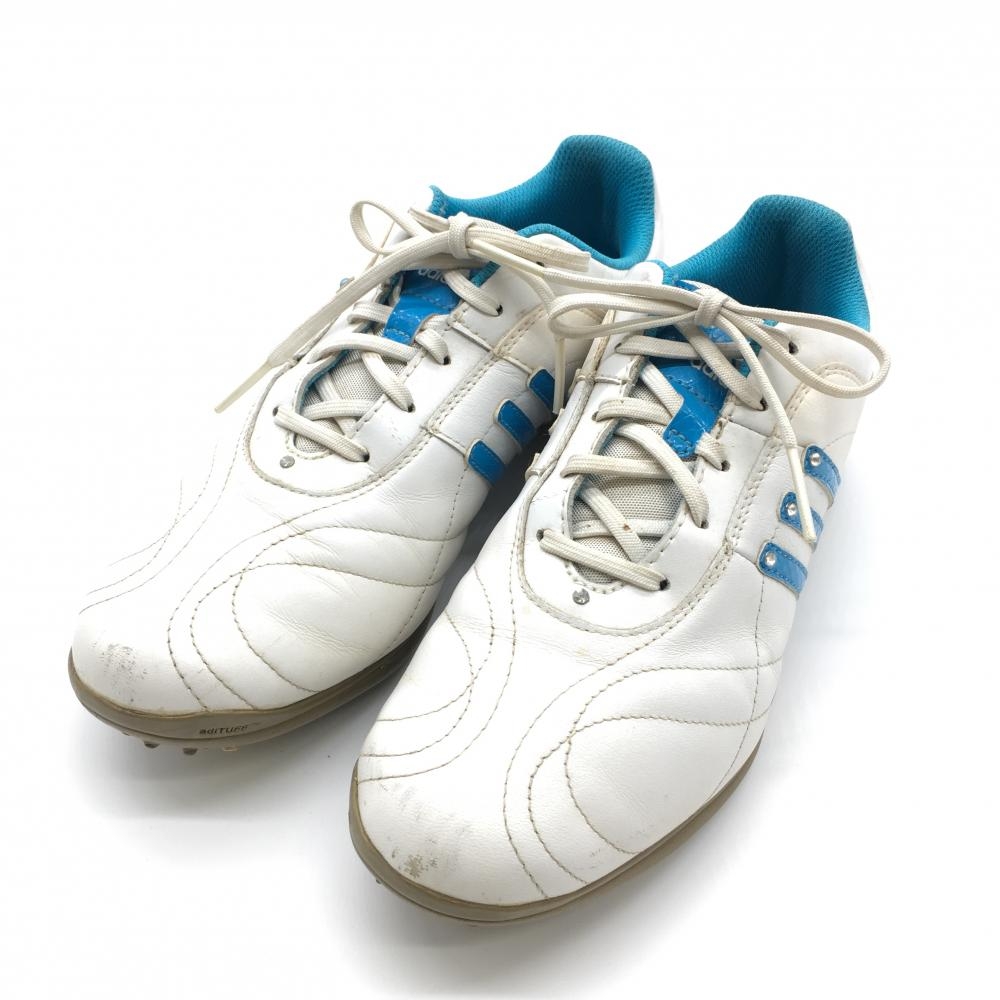 アディダス ゴルフシューズ 白×ライトブルー 676141  レディース 23.5相当 ゴルフウェア adidas