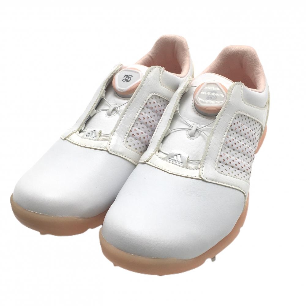 【未使用品】アディダス ゴルフシューズ 白×ライトピンク BOA Q44865 レディース 23.0 ゴルフウェア adidas