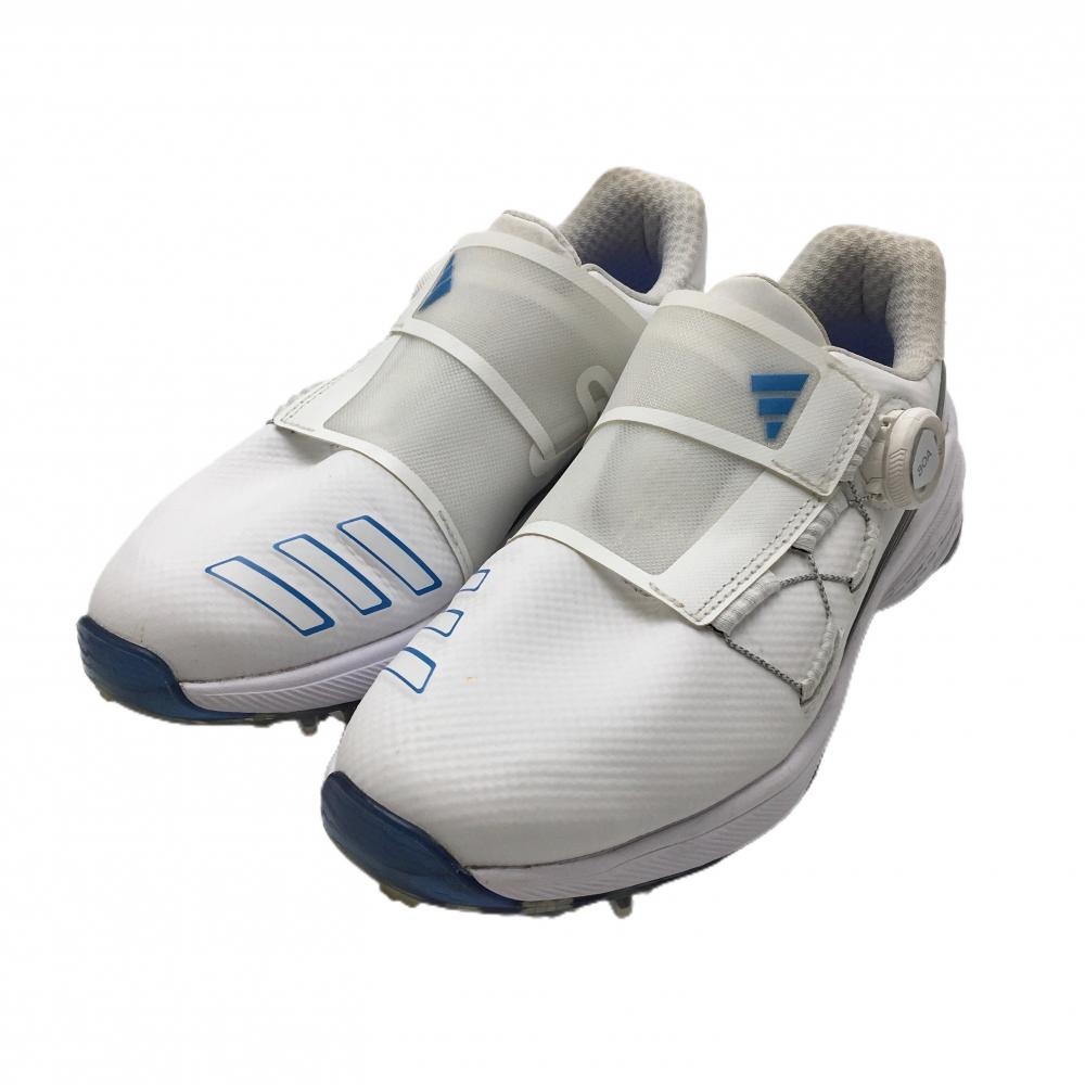 【美品】アディダス ゴルフシューズ 白×ブルー GZ2171 ゼッドジー23 ボア レディース 23.5 ゴルフウェア adidas