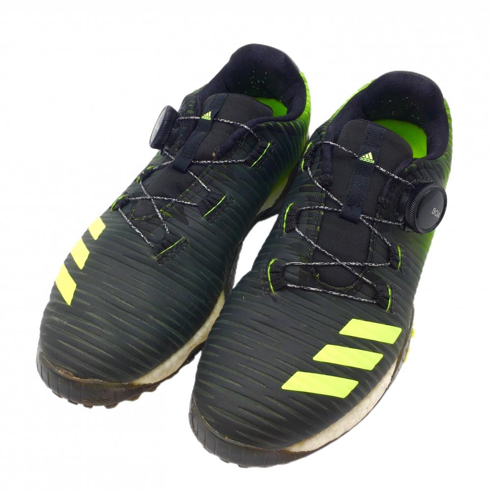 【美品】アディダス ゴルフシューズ 黒×グリーン EE9342 スパイクレス ダイヤル式 BOA  レディース 23.5 ゴルフウェア adidas