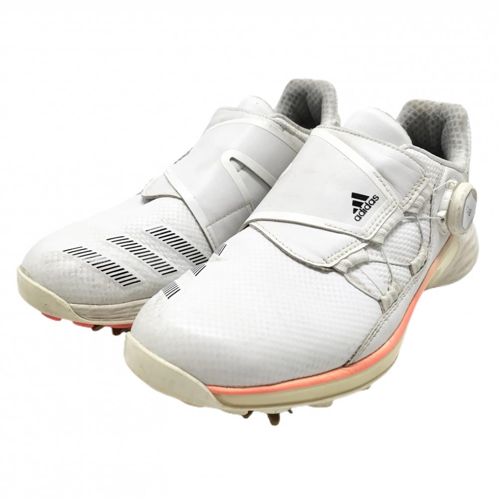 アディダス ゴルフシューズ 白×オレンジ G57764 ZG21 BOA ダイヤル式  レディース 22.5 ゴルフウェア adidas