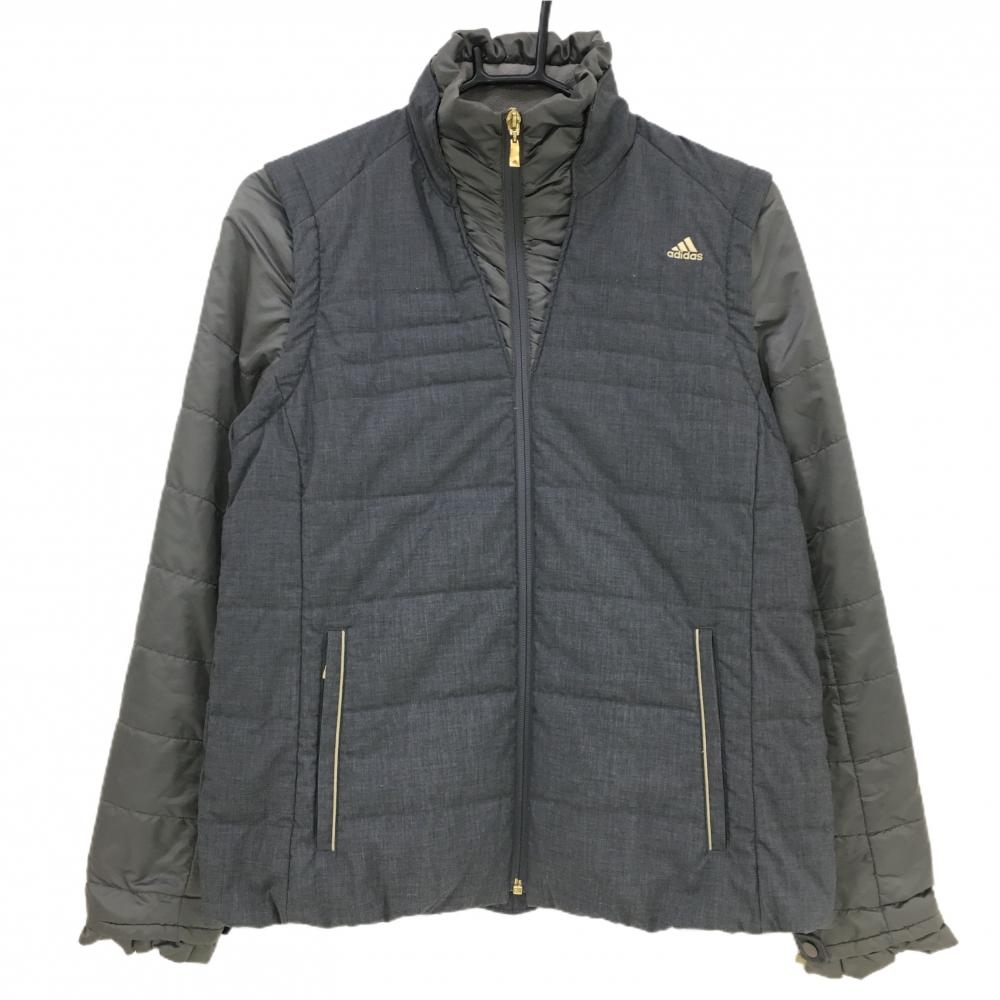 アディダス 2WAY中綿ジャケット グレー 切替 袖着脱可 蓄熱裏地 レディース L/G ゴルフウェア adidas
