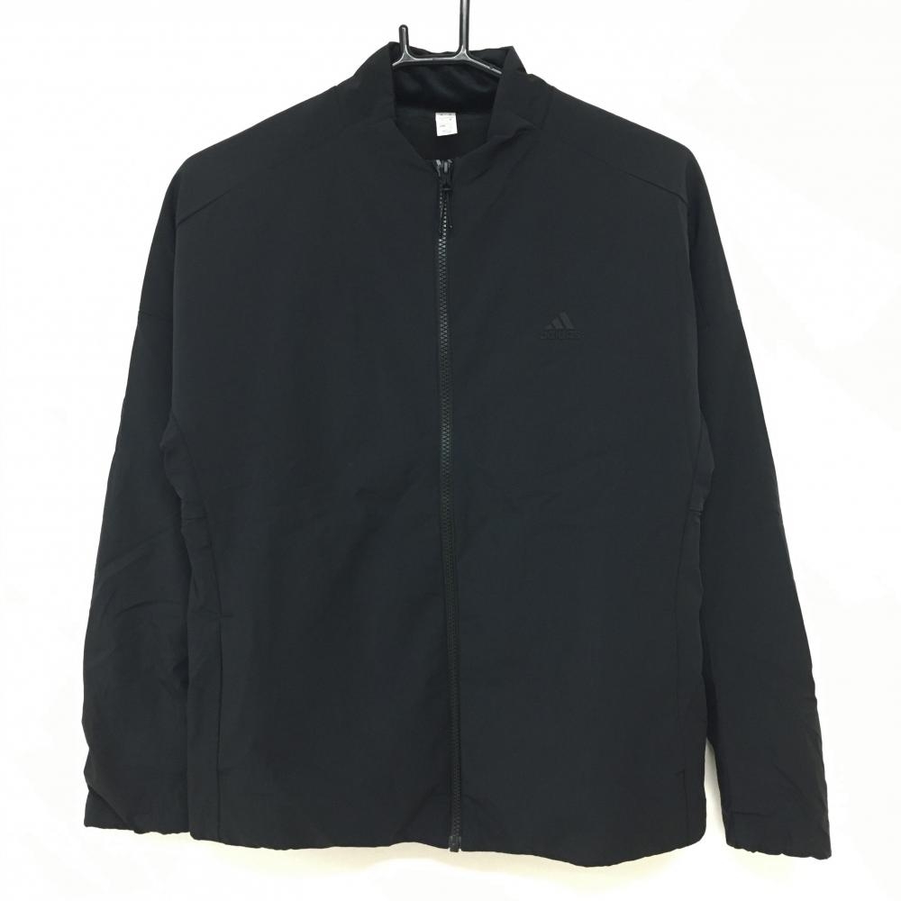 【超美品】アディダス 中綿ジャケット 黒 立体ロゴ 裏微起毛 レディース OT(XL) ゴルフウェア adidas