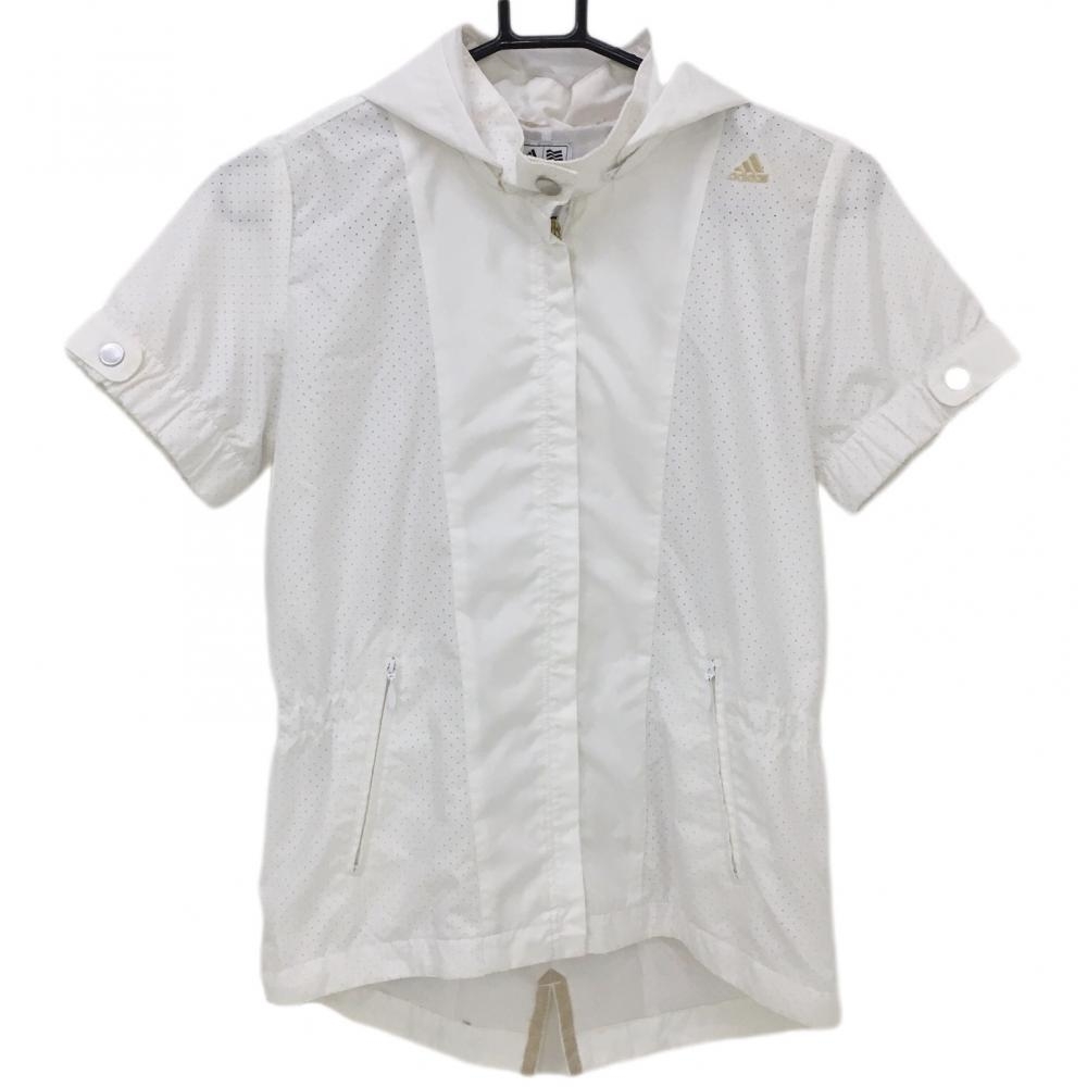 アディダス 2WAY半袖ジャケット 白 メッシュ生地 裏メッシュ フード取り外し可  レディース S/P ゴルフウェア adidas