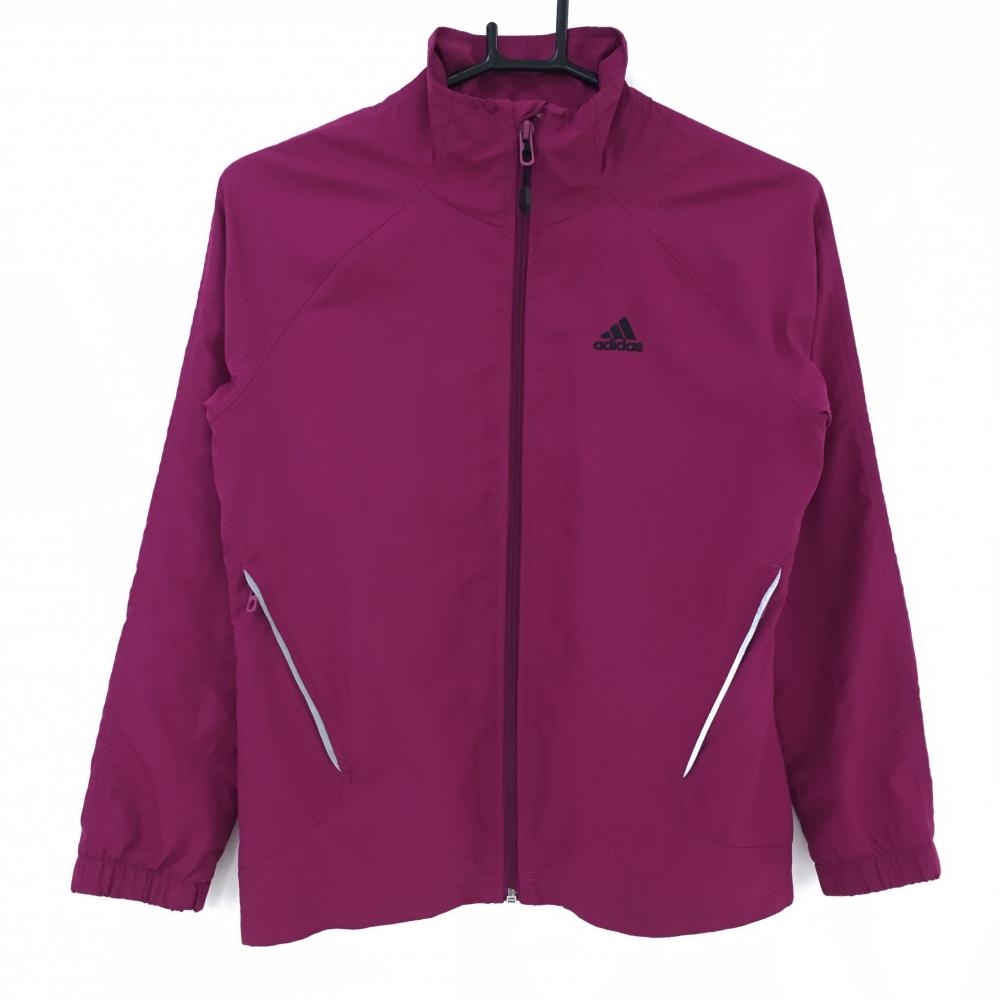 アディダス ジャケットブルゾン パープル ロゴ刺しゅう 裏地メッシュ レディース S ゴルフウェア adidas
