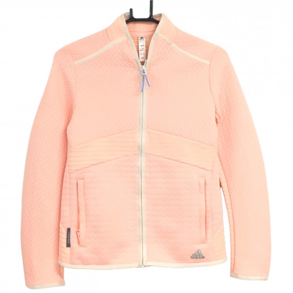 【超美品】アディダス ジャケット ライトサーモンピンク系 凹凸生地 レディース S ゴルフウェア adidas