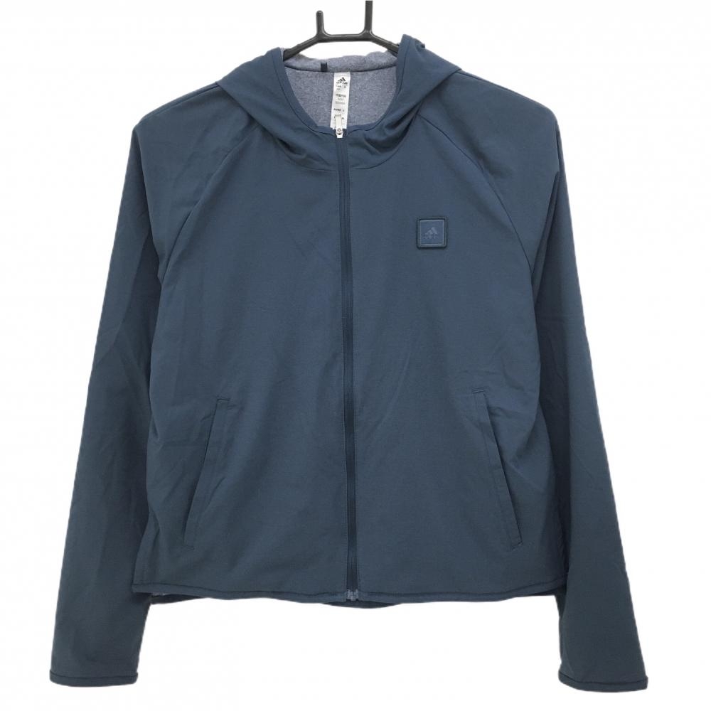 【超美品】アディダス ジップパーカー ネイビー 胸元ワッペン 裏地付き  レディース L ゴルフウェア adidas