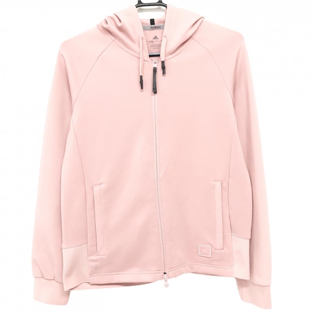 【美品】アディダス ジップパーカー ピンク ロゴワッペン  レディース L ゴルフウェア adidas