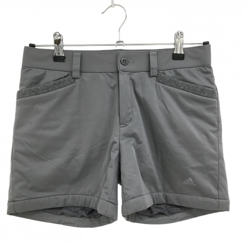 アディダス 中綿ショートパンツ グレー 裾ロゴ ポケット口ボア  レディース XS ゴルフウェア adidas