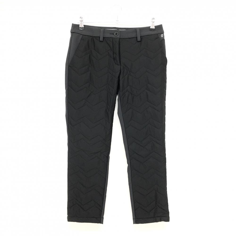 【美品】アディダス ナイロンパンツ 黒 前面キルティング ストレッチ 裏起毛  レディース XL ゴルフウェア adidas