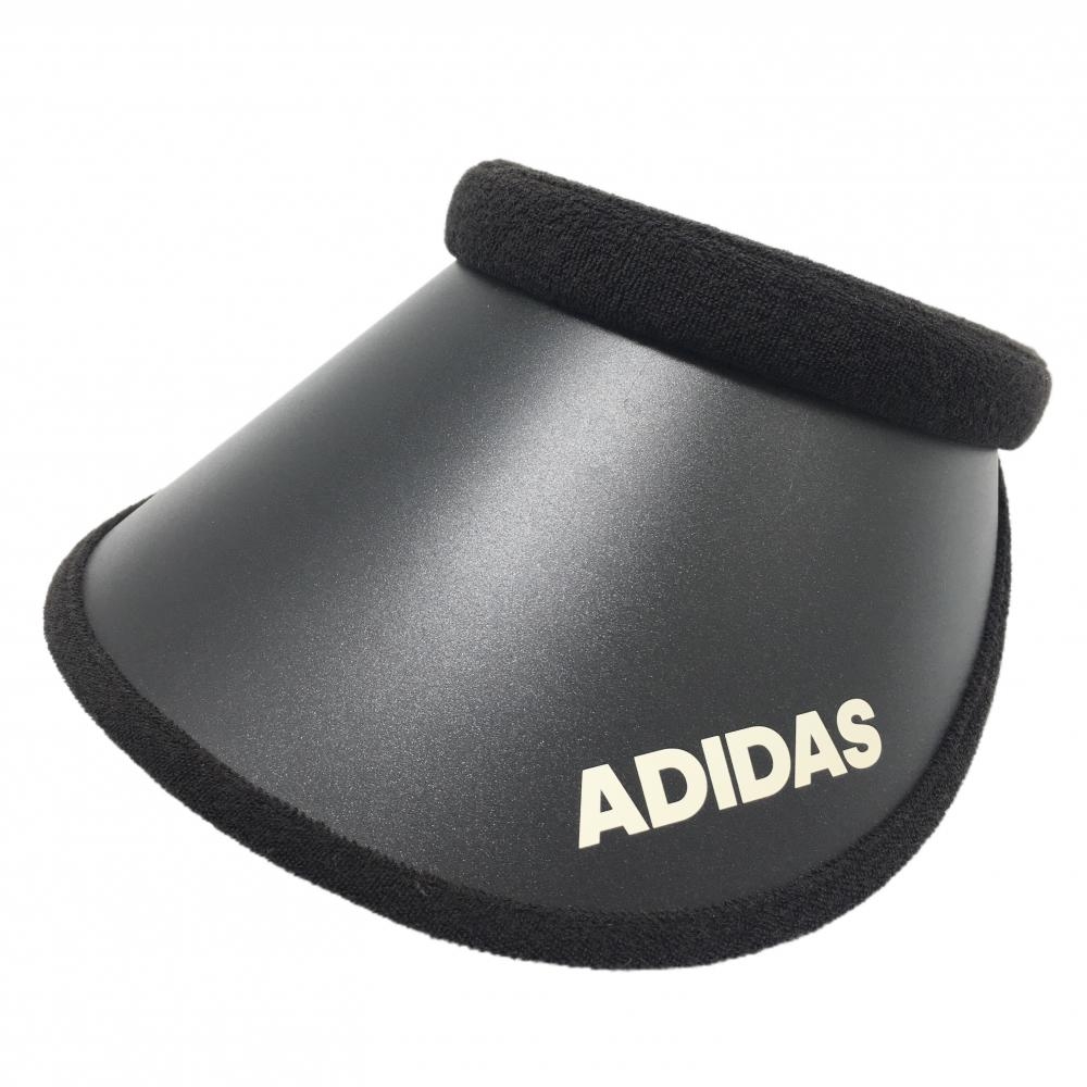 【超美品】アディダス つば広サンバイザー 黒 シンプル 無地 レディース  ゴルフウェア adidas
