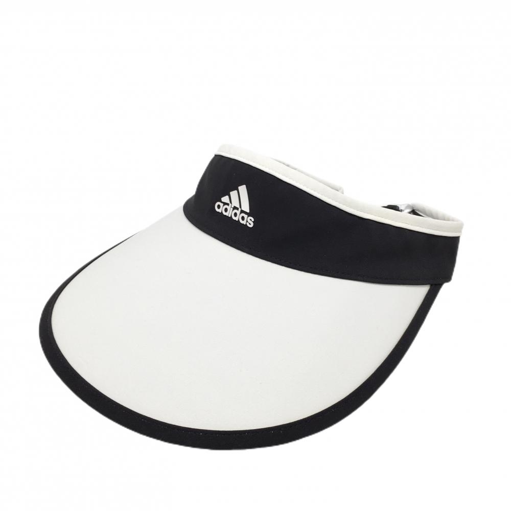 アディダス サンバイザー 白×黒 フロントロゴ レディース  ゴルフウェア adidas