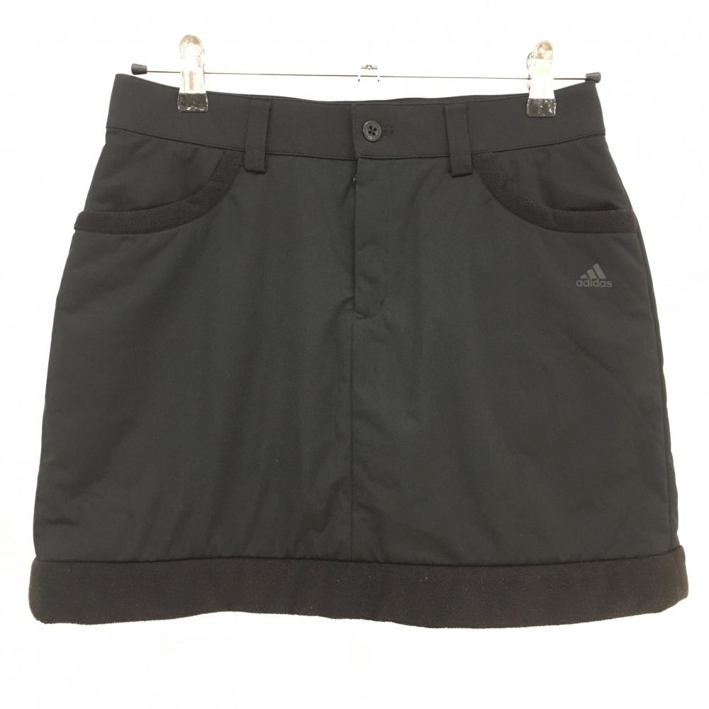【美品】アディダス 中綿スカート 黒 一部フリース 無地 レディース M/M ゴルフウェア adidas