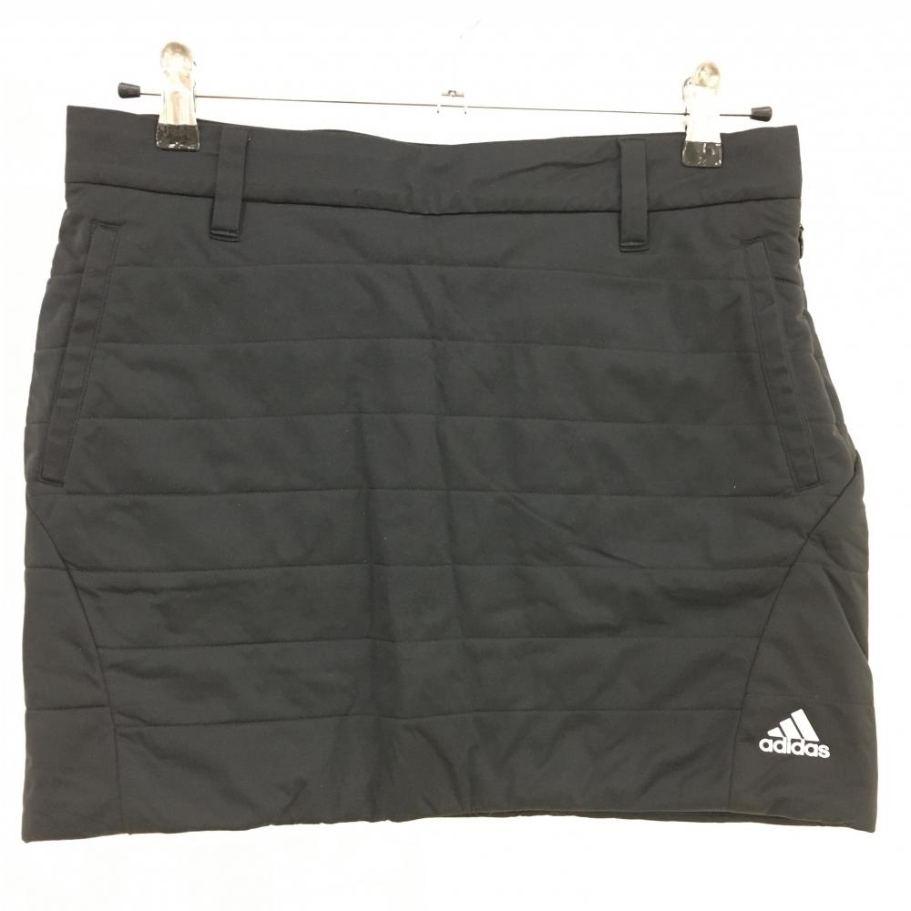 【美品】アディダス 中綿スカート 黒×白 サイドジップ レディース L ゴルフウェア adidas