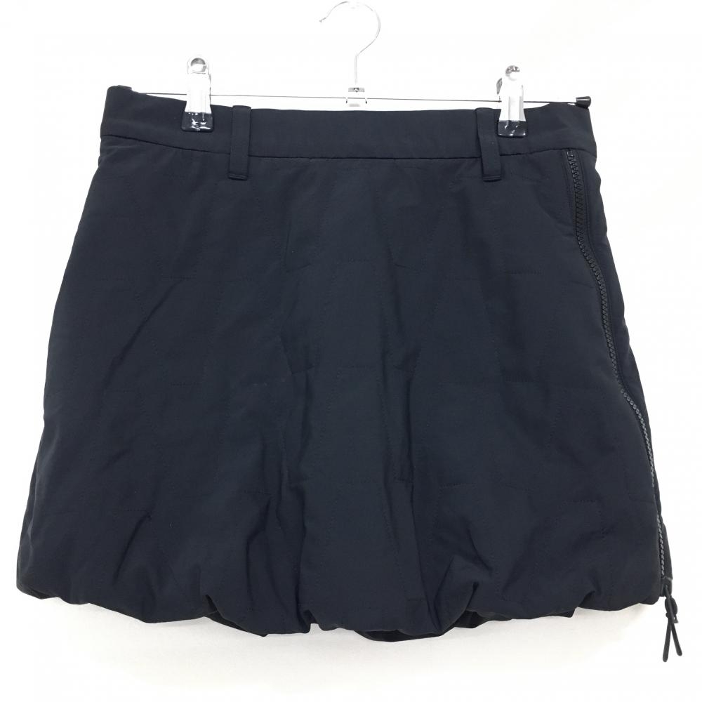 【美品】アディダス 中綿スカート 黒 サイドジップ内側3ライン 裾ゴム レディース L ゴルフウェア adidas