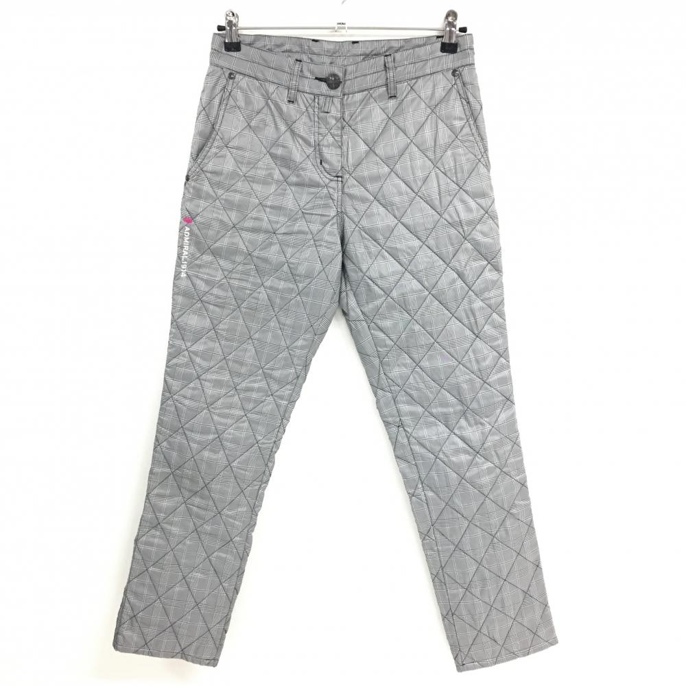 アドミラル 中綿パンツ グレー×黒 グレンチェック キルティング ロゴ刺しゅう レディース S ゴルフウェア Admiral