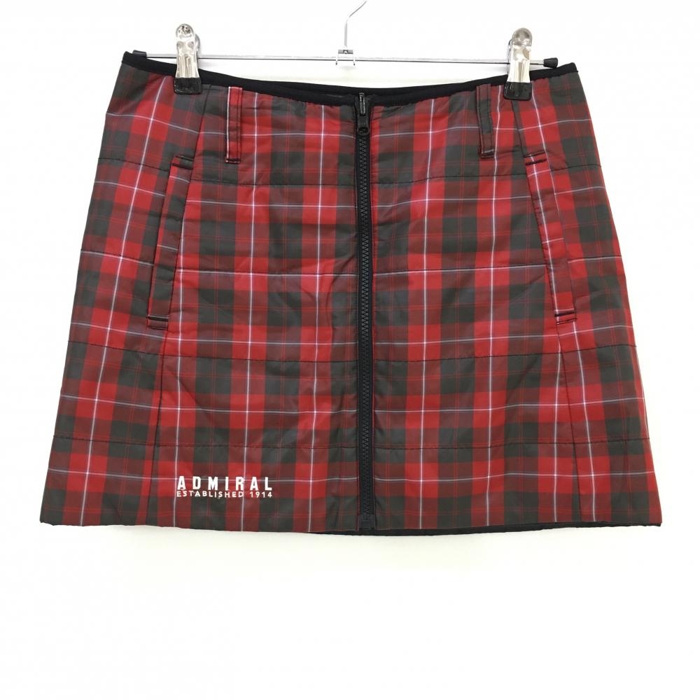 【超美品】アドミラル 中綿リバーシブルスカート レッド×グレー チェック柄 ロゴ刺しゅう  レディース M ゴルフウェア Admiral