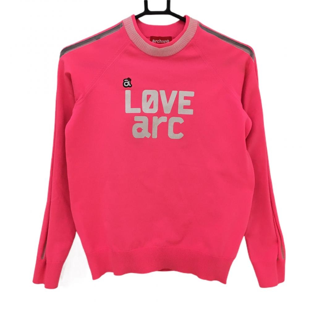 アルチビオ セーター 蛍光ピンク×白 袖一部メッシュ ニット  レディース 36 ゴルフウェア archivio